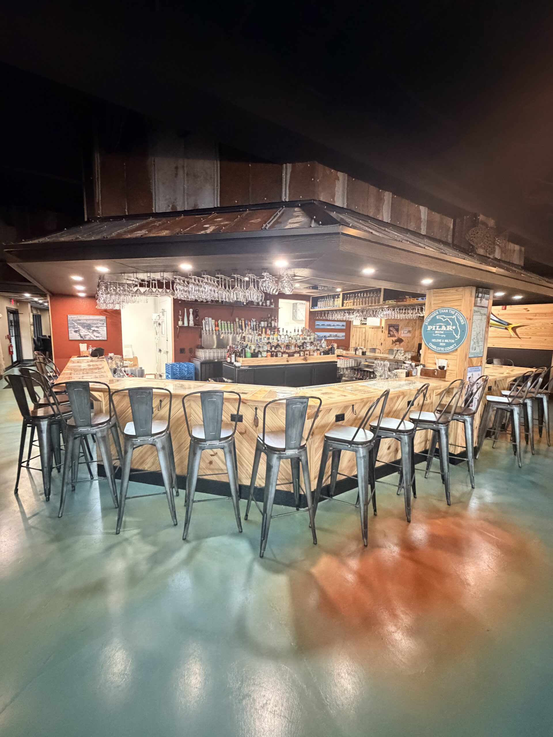 The rum bar at Leroy's Fish Shack, stocked with high-end sipping rums